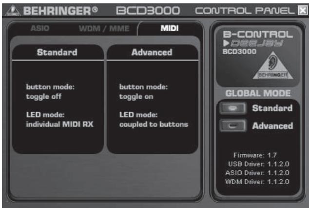BEHRINGER BCD3000 - Selection du MODE GLOBAL (Global Mode) : - 4