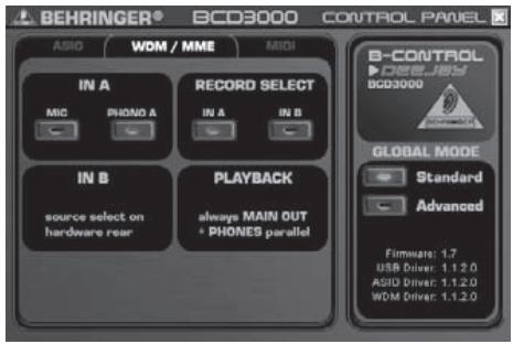 BEHRINGER BCD3000 - Selection du MODE GLOBAL (Global Mode) : - 3