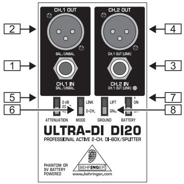 BEHRINGER DI20 - 1.COMMANDES ET CONNEXIONS - 1