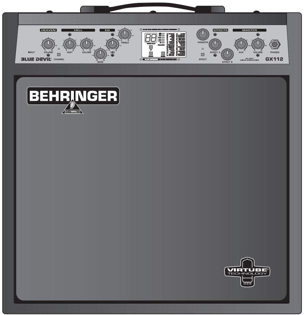 BEHRINGER GX112 - Notice d'utilisation - 1