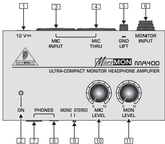 BEHRINGER MA400 - COMMANDES ET CONNEXIONS - 1