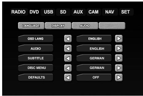 VDO DAYTON MS 6100 - Menu de configuration DVD - 1