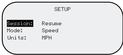 BUSHNELL SPEEDSTER - Bildschirm SETUP - 1