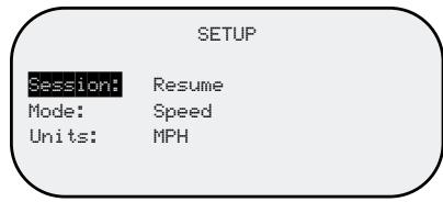 BUSHNELL SPEEDSTER - SETUP Screen - 1