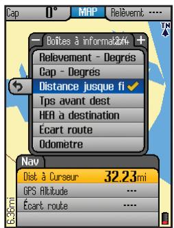 BUSHNELL 363500 - Réglages et utilisation des boîtes d'informations (Pages CARTES et NAV) - 4