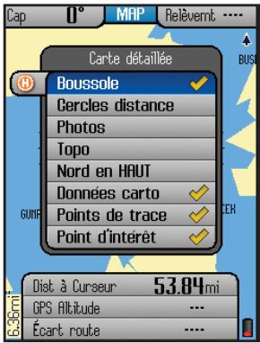BUSHNELL 363500 - Réglages et utilisation des boîtes d'informations (Pages CARTES et NAV) - 1