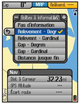 BUSHNELL 363500 - Réglages et utilisation des boîtes d'informations (Pages CARTES et NAV) - 5