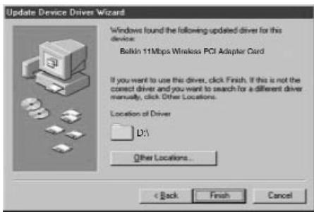 BELKIN F5D6000-C - Installation des pilotes PCI - Windows 95 - 1