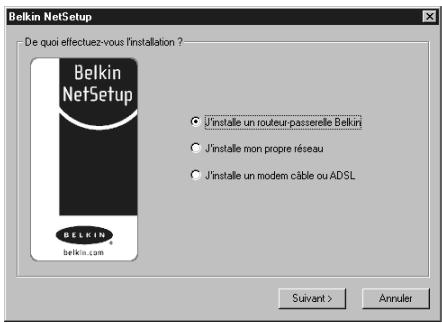 BELKIN F5D6000-C - Configuration de votre ordinateur Windows 98/Me à l'aide de l'utilitaire Belkin NetSetup - 1