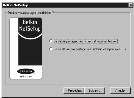 BELKIN F5D6020 - Configuration de votre ordinateur sous Windows 98/Me à l'aide de NetSetup de Belkin - 5