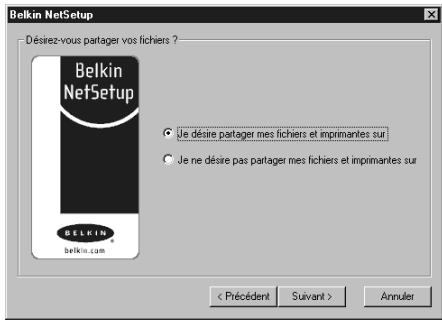 BELKIN F5D6020 - Configuration de votre ordinateur sous Windows 98/Me à l'aide de NetSetup de Belkin - 1