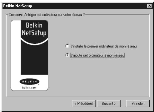 BELKIN F5D6230-3-C - Configuration d'ordinateurs additionnels à l'aide du logiciel Belkin NetSetup (Win 98/Me) - 1