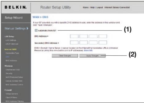BELKIN F5D8232-4 - Aangepaste DNS (Domain Name Server) instillingen aanbrengen - 1