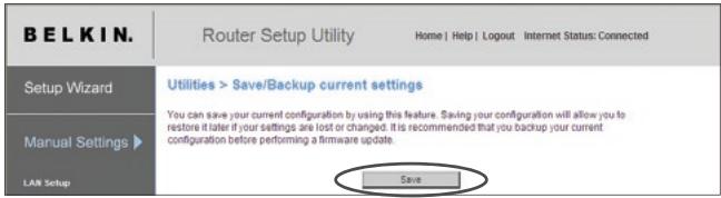 BELKIN F5D8232-4 - Salvataggio di una configurazione corrente - 1