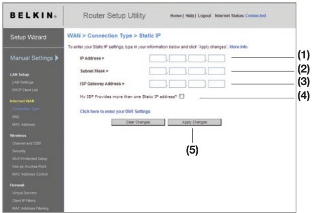 BELKIN F5D8232-4 - Setting your Internet Service Provider (ISP) Connection Type to Static IP - 1