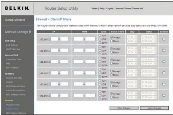 BELKIN F5D8232-4 - Configuración de los filtros IP de pacientes - 1