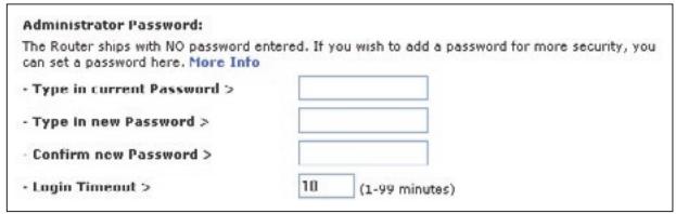 BELKIN F5D8232-4 - Setting or Changing the Administrator Password - 1