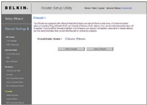 BELKIN F5D8232-4 - Configuring the Firewall - 1