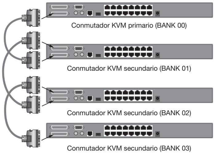 BELKIN SWITCH KVM CAT5 SMB #F1DP108AEA - Ejemplo de configuracion encadenada en margarita - 1