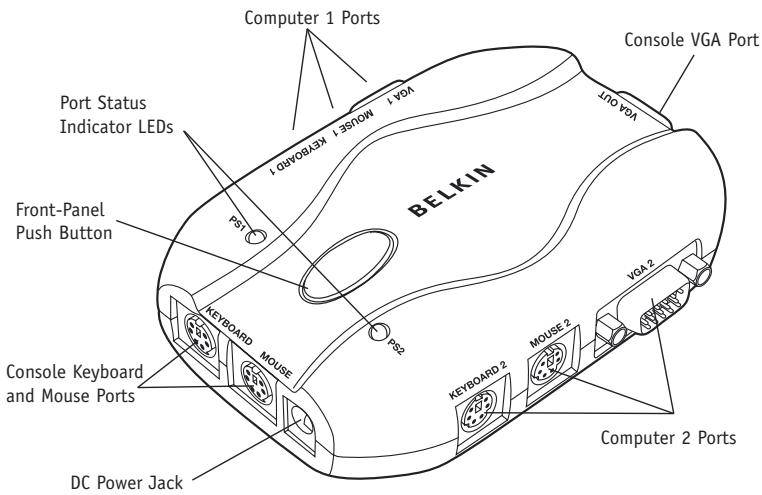 BELKIN SWITCH KVM À 2 PORTS #F1DJ102PEA - The 2-Port KVM Switch: - 1