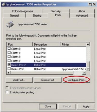 BELKIN 2-PORT USB PRINT SERVER #F1UP0301 - Ajout d'un logiciel de surveillance des ports et configuration de celui-ci pour un serveur d'impression spécifique - 4