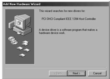 BELKIN 3 PORTS FIREWIRE PCI #F5U503 - Instalación del controlador Windows 98 SE - 1