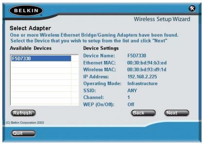 BELKIN ADAPTATEUR ETHERNET SANS FIL 802.11G #F5D7330FR - Installation du matériel - 4