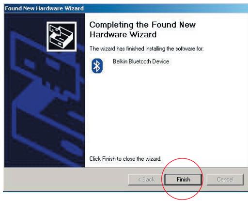 BELKIN ADAPTATEUR USB BLUETOOTH™-10 MÈTRES #F8T013FR - Instalación del hardware para Windows 98 SE, Me, 2000 y XP - 4