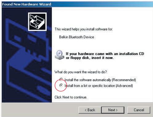 BELKIN ADAPTATEUR USB BLUETOOTH™-10 MÈTRES #F8T013FR - Hardwareinstallation unter Windows 98 SE, ME, 2000 und XP - 1