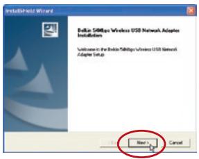 BELKIN ADAPTATEUR USB RÉSEAU SANS FIL G #F5D7050FR - Avertissement : installez le logiciel avant d'installer l'adaptateur. - 2