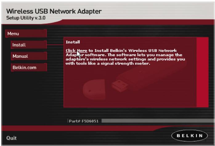 BELKIN ADAPTATEUR USB SANS FIL 802.11B #F5D6051FR - Étape 1: Installation du logiciel et des pilotes - 1