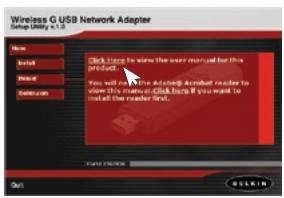 BELKIN ADAPTATEUR USB SANS FIL G #F5D7050ED - Avertissement : installez le logiciel avant d'installer l'adaptateur. - 1