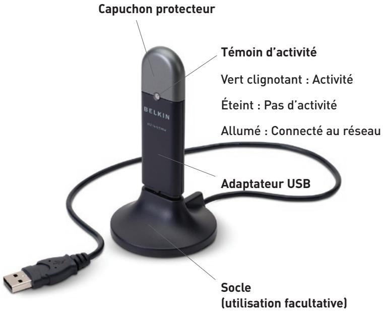 BELKIN ADAPTATEUR USB SANS FIL MODE HAUT DÉBIT #F5D7051FR - Contenu de l'emballage - 1