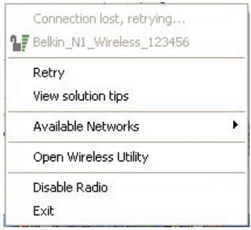 BELKIN ADAPTATEUR USB SANS FIL N1 #F5D8051FR - Connection Failure - 1