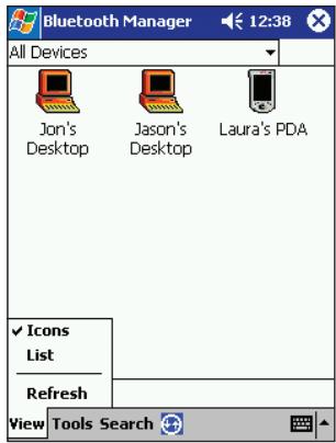 BELKIN CARTE ADAPTATEUR PDA BLUETOOTH™ #F8T020FR - Menu « View » (Affichage) - 1