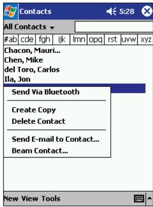 BELKIN CARTE ADAPTATEUR PDA BLUETOOTH™ #F8T020FR - Dans le menu « Start » (Démarrer), sélectionnez « Contacts » : - 1