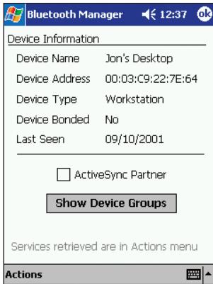 BELKIN CARTE ADAPTATEUR PDA BLUETOOTH™ #F8T020FR - RECHERCHE DE PÉRIPHÉRIQUES (SUITE) - 1