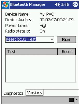 BELKIN CARTE ADAPTATEUR PDA BLUETOOTH™ #F8T020FR - « Reset BC01 Test » (Test de réinitialisation BC01) - 1