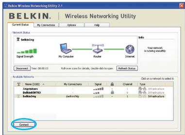 BELKIN CARTE RESEAU SANS FIL G+ MIMO - Utilisation de l'Utilitaire de surveillance réseau sans fil Belkin - 3