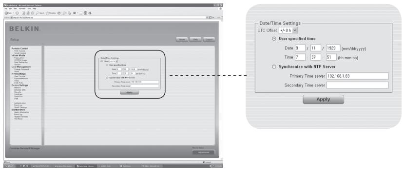 BELKIN CONSOLE DE PRISE EN MAIN SÉCURISÉE VIA CONNEXION IP #F1DE101HEA - Date et heures - 1