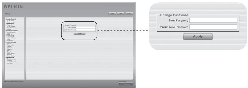 BELKIN CONSOLE DE PRISE EN MAIN SÉCURISÉE VIA CONNEXION IP #F1DE101HEA - Changer de mot de passe - 1