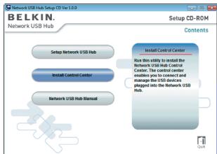 BELKIN HUB USB RÉSEAU #F5L009EA - Installing the Software - 1