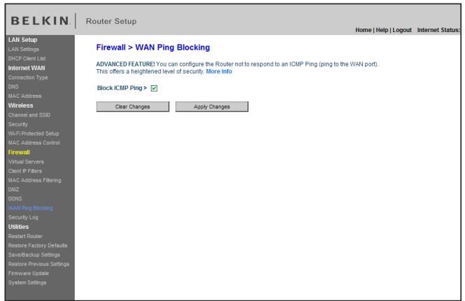 BELKIN MODEM ROUTEUR SANS FIL N #F5D8636ED4A - Blocage du ping ICMP - 1