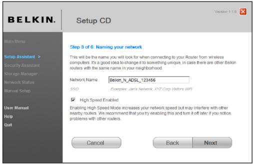 BELKIN MODEM ROUTEUR SANS FIL N #F5D8636ED4A - Attribution d'un nom à votre réseau sans fil. - 1