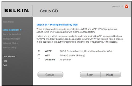 BELKIN MODEM ROUTEUR SANS FIL N #F5D8636ED4A - Choix d'un type de sécurité - 1