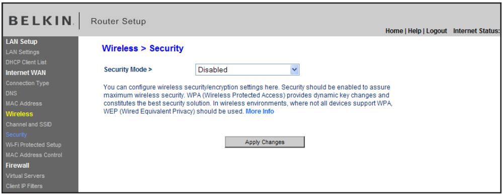 BELKIN MODEM ROUTEUR SANS FIL N #F5D8636ED4A - Modification des paramètres de sécurité sans fil - 1