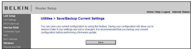 BELKIN MODEM ROUTEUR SANS FIL N #F5D8636ED4A - Enregistrement de la configuration actuelle - 1