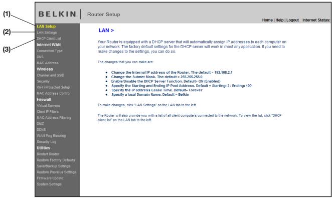 BELKIN MODEM ROUTEUR SANS FIL N #F5D8636ED4A - Visualisation des paramètres du réseau local (LAN) - 1