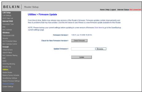 BELKIN MODEM ROUTEUR SANS FIL N #F5D8636ED4A - Mise à jour du micrologiciel du routeur - 1