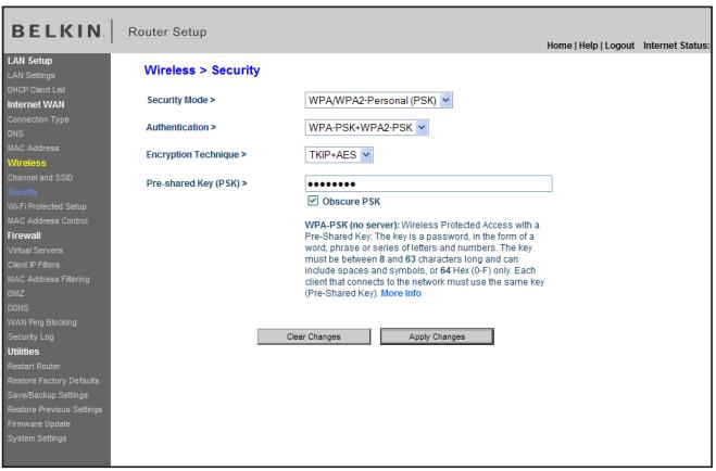 BELKIN MODEM ROUTEUR SANS FIL N #F5D8636ED4A - Configuration requise pour le WPA2 - 1